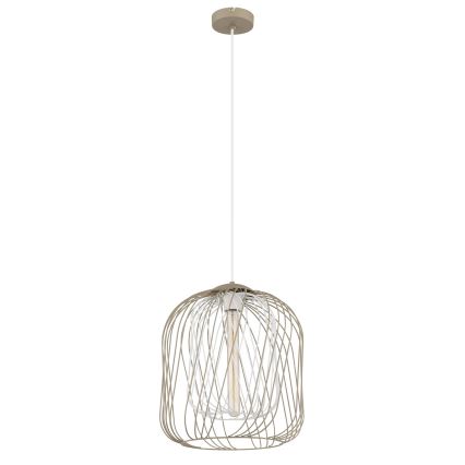 Globo - Pendente em cabo 1x E27/40W/230V Ø 35 cm bege/branco