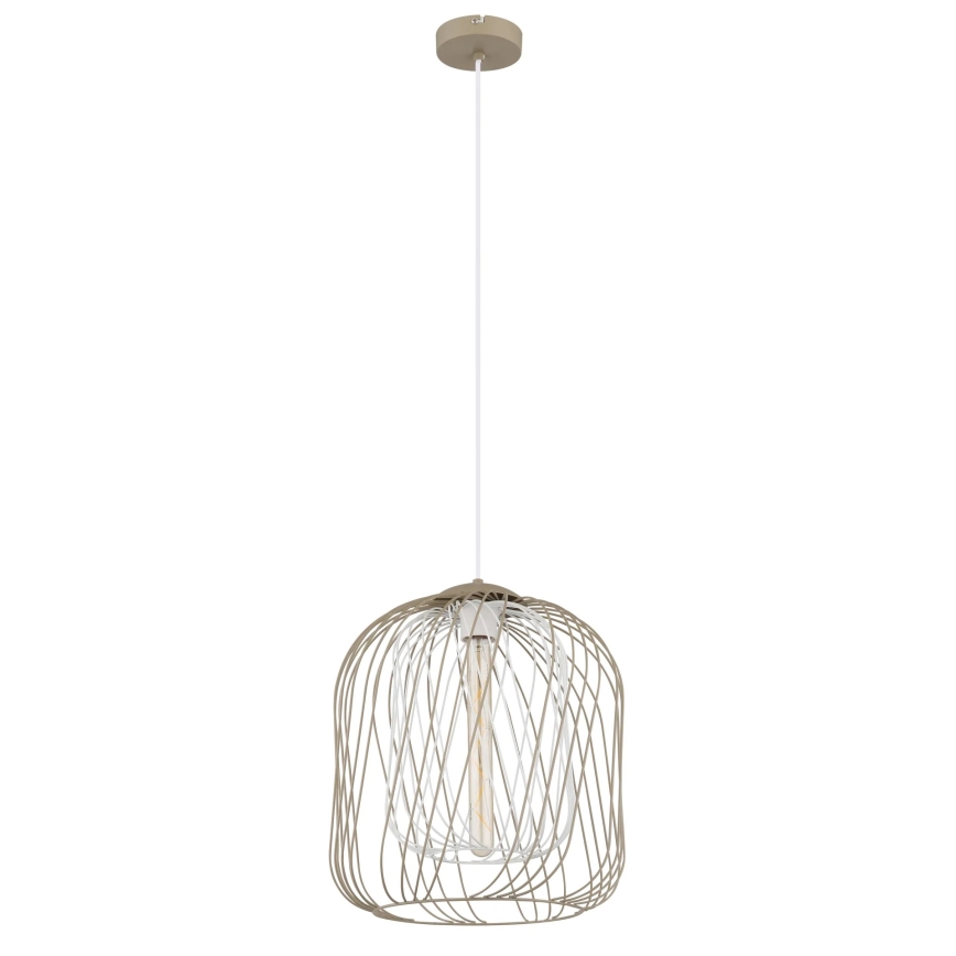 Globo - Pendente em cabo 1x E27/40W/230V Ø 35 cm bege/branco