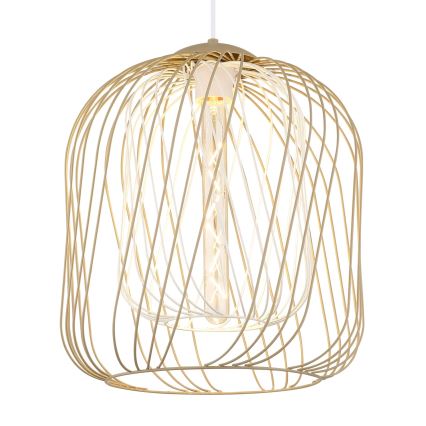 Globo - Pendente em cabo 1x E27/40W/230V Ø 35 cm bege/branco