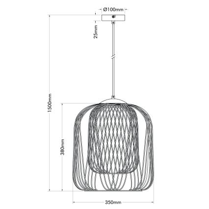 Globo - Pendente em cabo 1x E27/40W/230V Ø 35 cm bege/branco