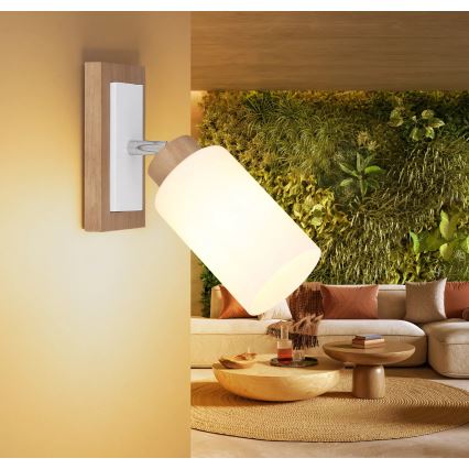 Globo - Aplique de parede orientável 1xE27/60W/230V carvalho/branco
