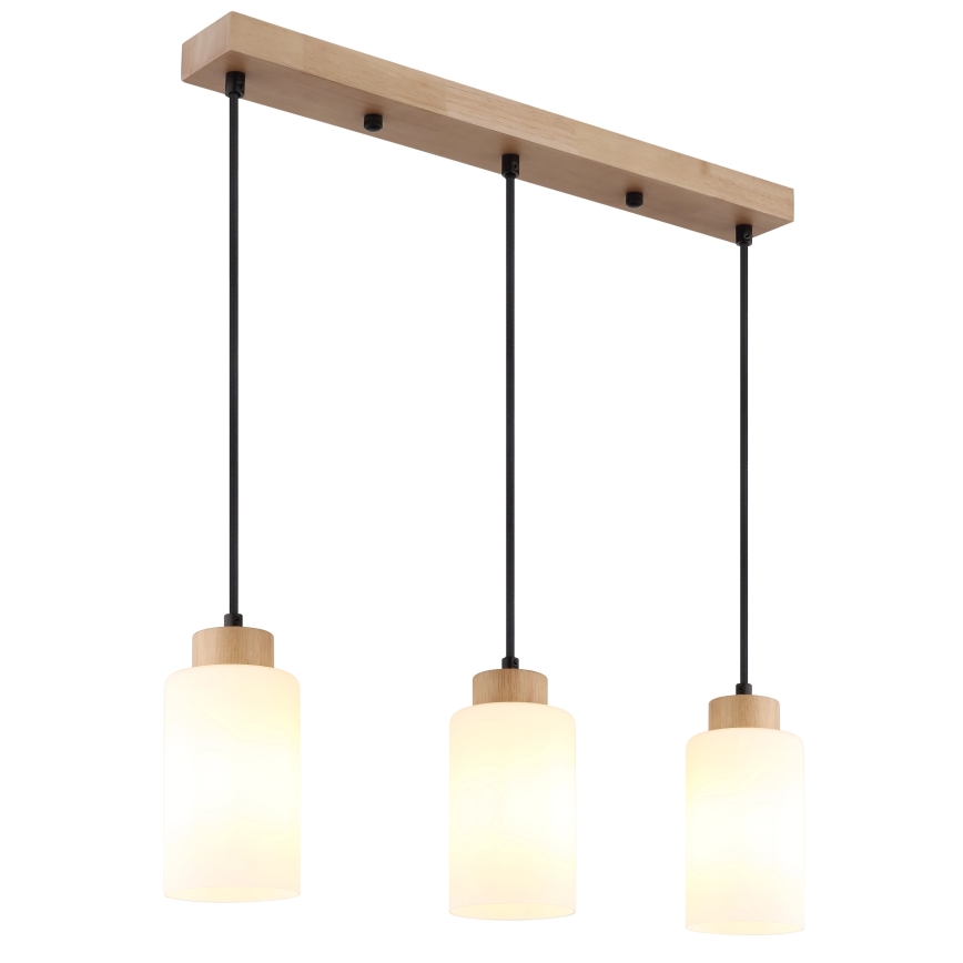 Globo - Lustre pendente em cabo 3x E27/60W/230V carvalho/branco