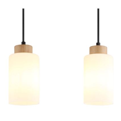Globo - Lustre pendente em cabo 3x E27/60W/230V carvalho/branco