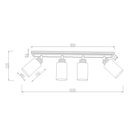 Globo - Candeeiro de focos 4xE27/60W/230V carvalho/branco