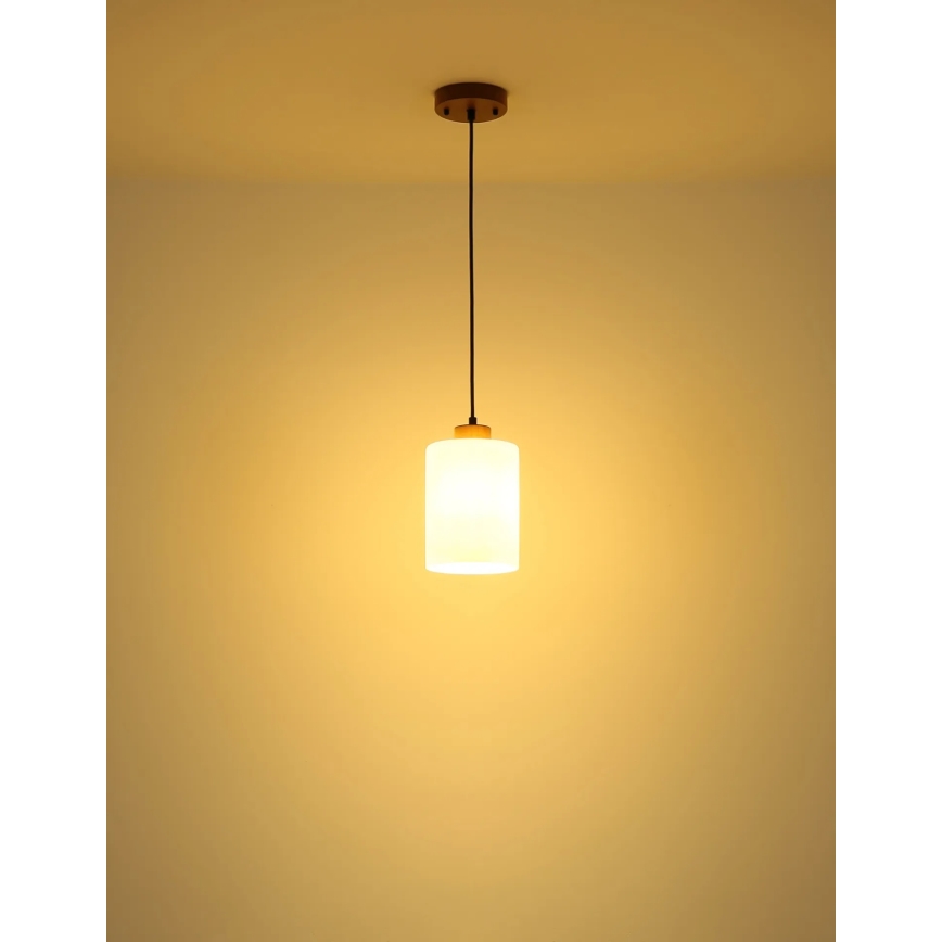 Globo - Lustre suspenso com cabo 1xE27/60W/230V carvalho/branco