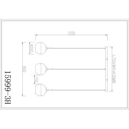 Globo - Lustre suspenso por cabo 3xE27/60W/230V