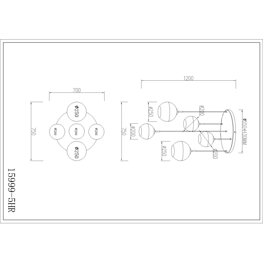Globo - Lustre suspenso com cabo 5xE27/60W/230V