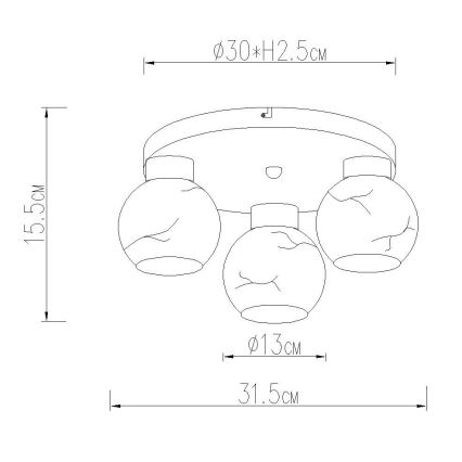 Globo - Candeeiro de tecto 3xE27/60W/230V, Ø 31,5 cm