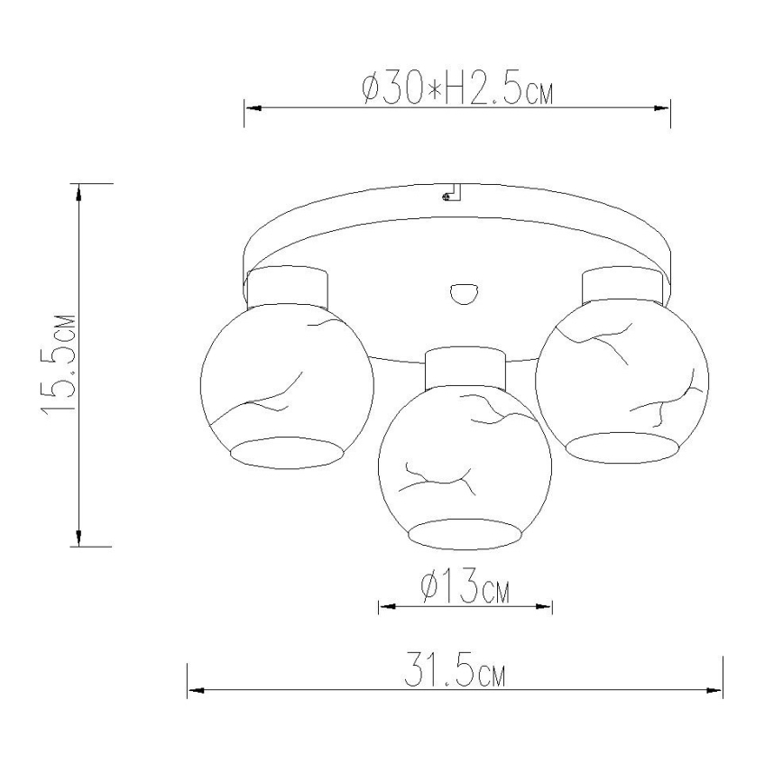 Globo - Candeeiro de tecto 3xE27/60W/230V, Ø 31,5 cm