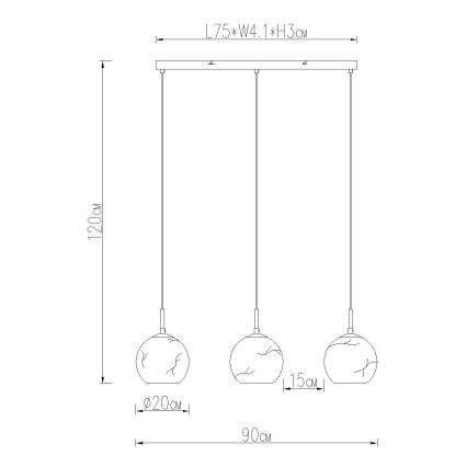 Globo - Lustre suspenso por cabo 3xE27/60W/230V