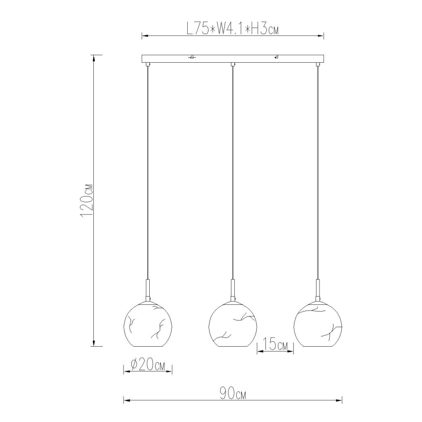 Globo - Lustre suspenso por cabo 3xE27/60W/230V