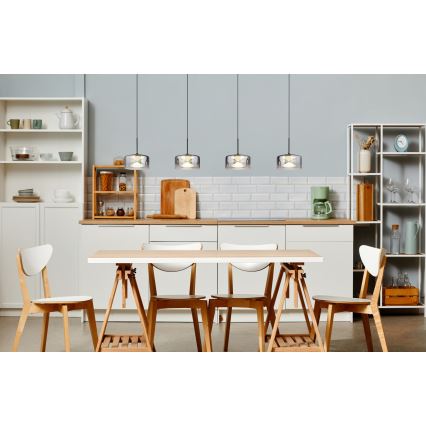 Globo - Candeeiro pendente LED suspenso por cabo LED/24W/230V preto/fumê
