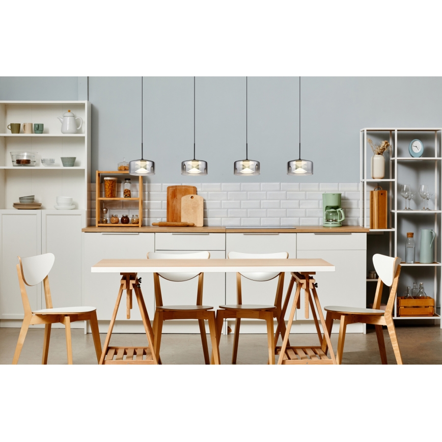 Globo - Candeeiro pendente LED suspenso por cabo LED/24W/230V preto/fumê