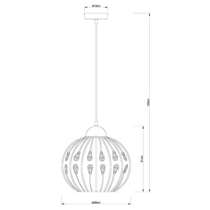 Globo - Pendente com cabo 1xE27/60W/230V Ø 30 cm