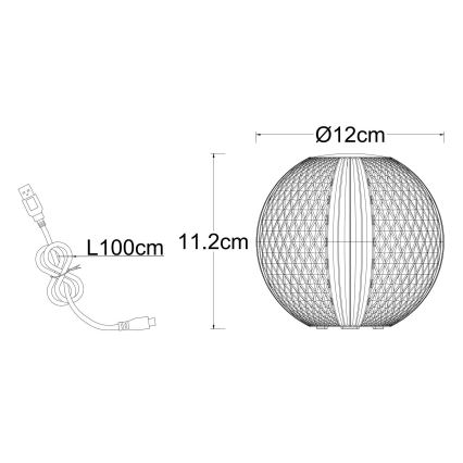 Globo - Lâmpada de mesa tátil LED regulável LED/2W/5V 1200 mAh USB transparente