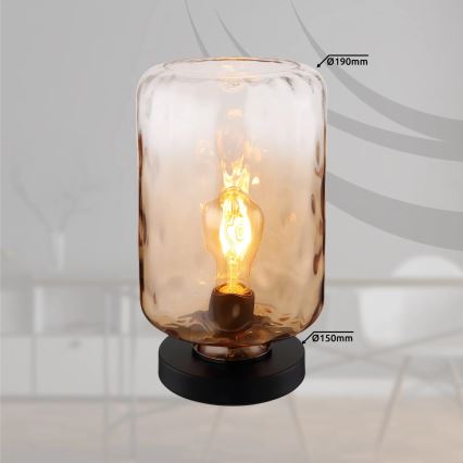 Globo - Candeeiro de mesa 1xE27/60W/230V castanho