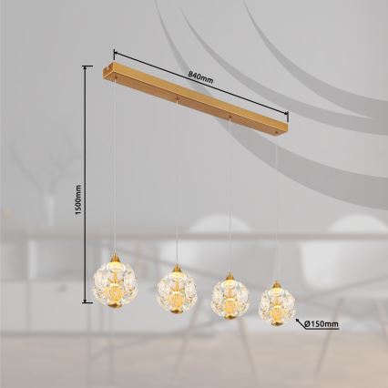 Globo - Lustre LED suspenso por cabo LED/32W/230V 3000K dourado