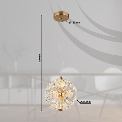 Globo - Lustre LED suspenso por cabo LED/12W/230V 3000K dourado