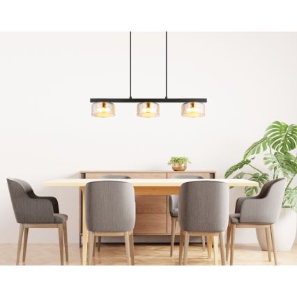 Globo - Candeeiro suspenso LED 3xGX53/6W/230V fumado/castanho