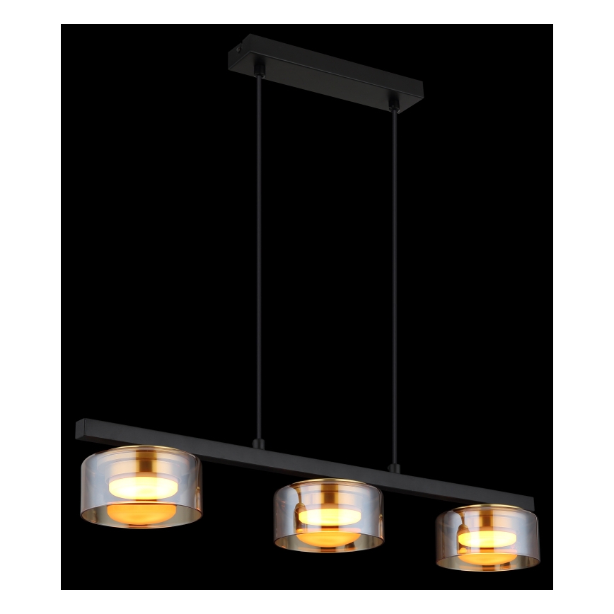 Globo - Candeeiro suspenso LED 3xGX53/6W/230V fumado/castanho