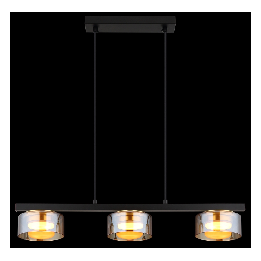 Globo - Candeeiro suspenso LED 3xGX53/6W/230V fumado/castanho