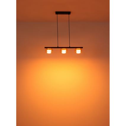Globo - Candeeiro suspenso LED 3xGX53/6W/230V fumado/castanho