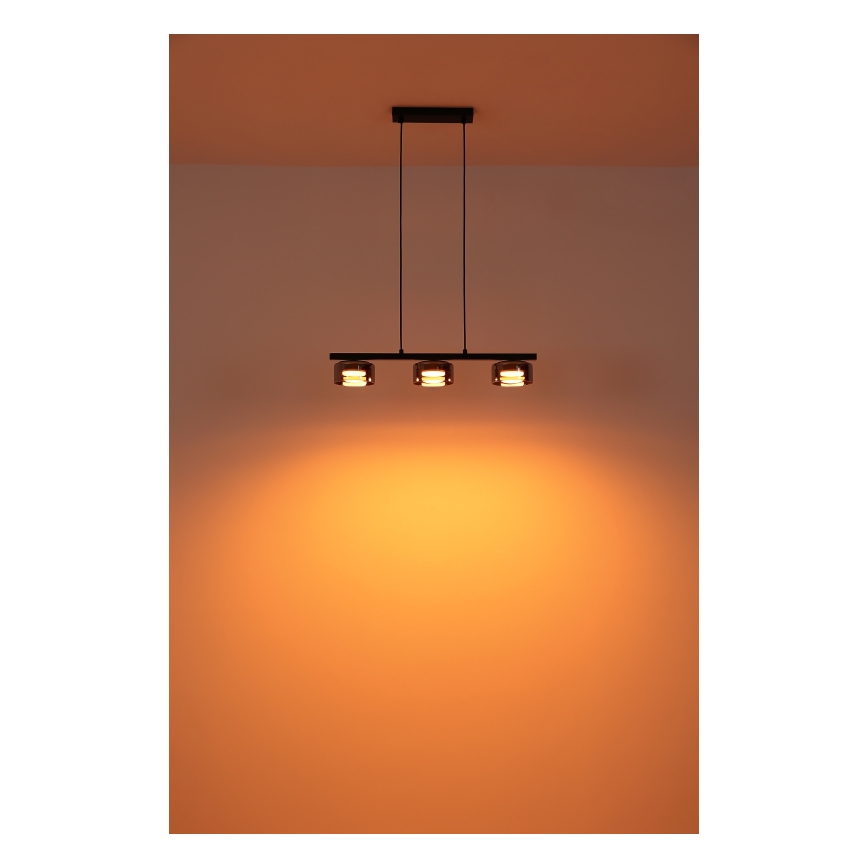 Globo - Candeeiro suspenso LED 3xGX53/6W/230V fumado/preto