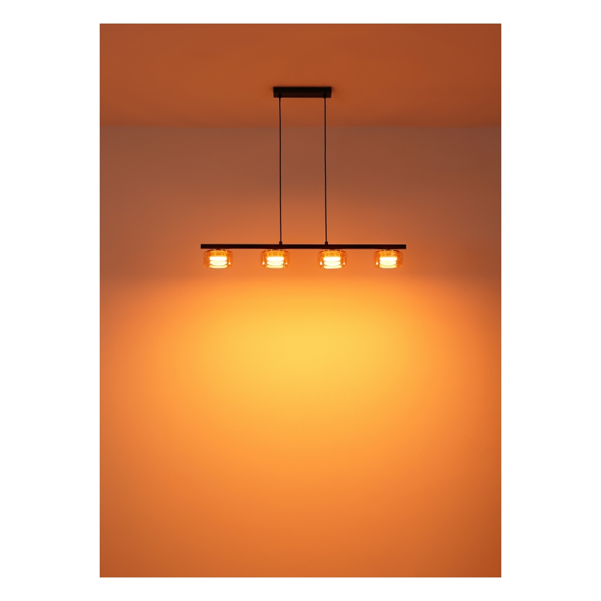 Globo - Candeeiro suspenso LED 4xGX53/6W/230V fumado/castanho