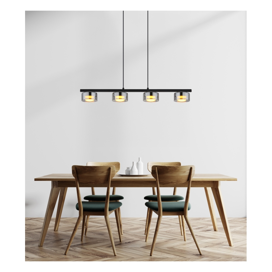 Globo - Candeeiro suspenso LED 4xGX53/6W/230V fumado/preto