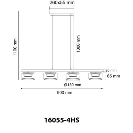 Globo - Candeeiro suspenso LED 4xGX53/6W/230V fumado/preto