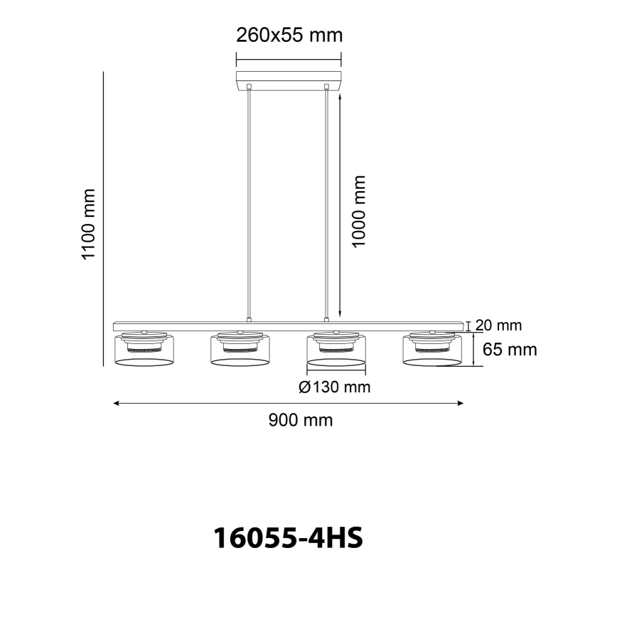 Globo - Candeeiro suspenso LED 4xGX53/6W/230V fumado/preto
