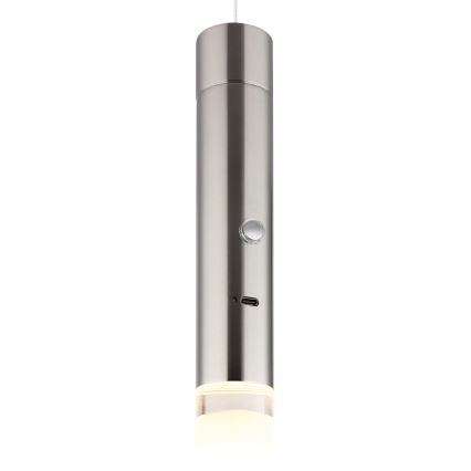 Globo - Luminária LED tátil recarregável e regulável 2 em 1 LED/2W/230/5V cromo mate