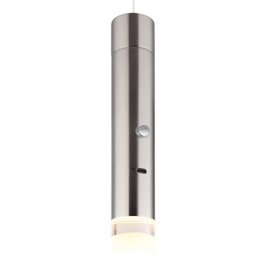Globo - Luminária LED tátil recarregável e regulável 2 em 1 LED/2W/230/5V cromo mate