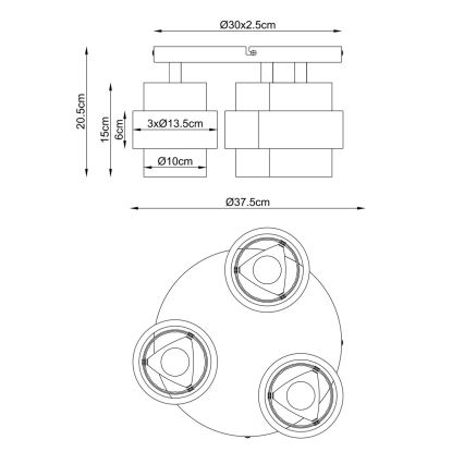 Globo - Candeeiro de tecto sobreposto 3xE27/40W/230V