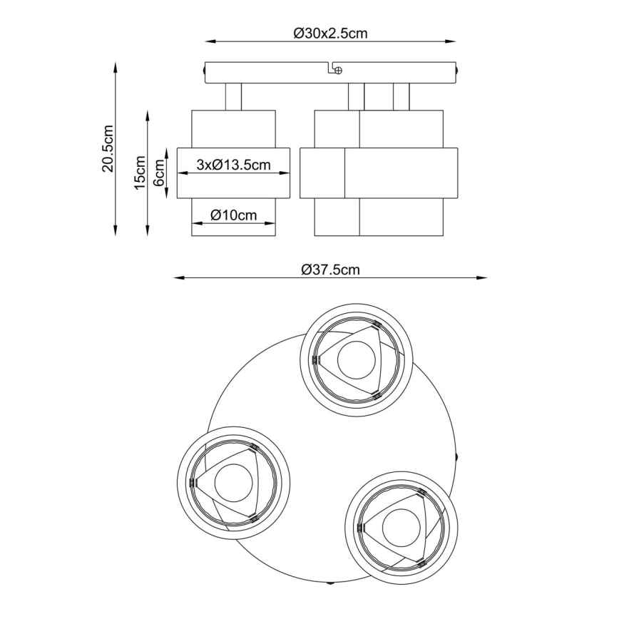 Globo - Candeeiro de tecto sobreposto 3xE27/40W/230V