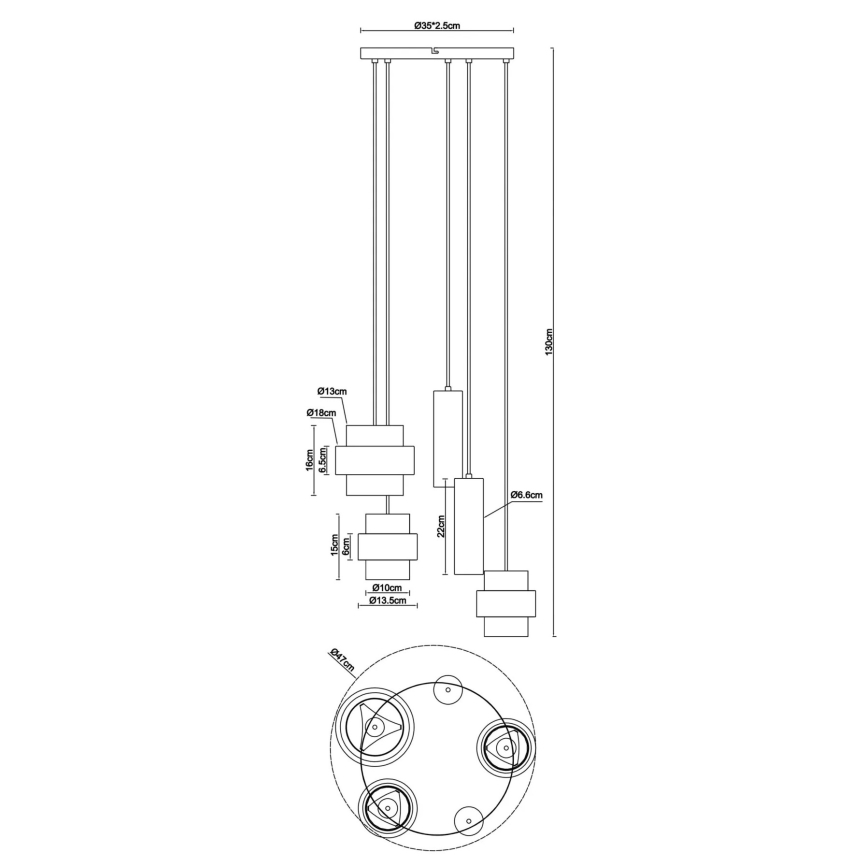 Globo - Lustre suspenso por cabo 3xE27/40W/230V + 2xGU10/10W