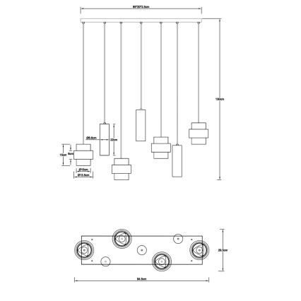 Globo - Lustre suspenso por cabo 4xE27/40W/230V + 3xGU10/10W