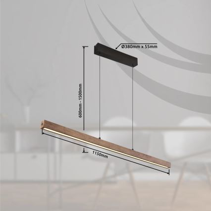 Globo - Lustre pendente tátil dimerizável suspenso por cabo LED/24W/230V + LED/3W 3000K, castanho