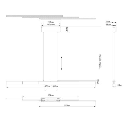 Globo - Candeeiro pendente tátil regulável em cabo LED/39W/230V 2700/4000/6000K cinzento