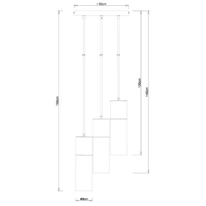 Globo - Candeeiro suspenso 3xE27/25W/230V diâmetro 30 cm preto