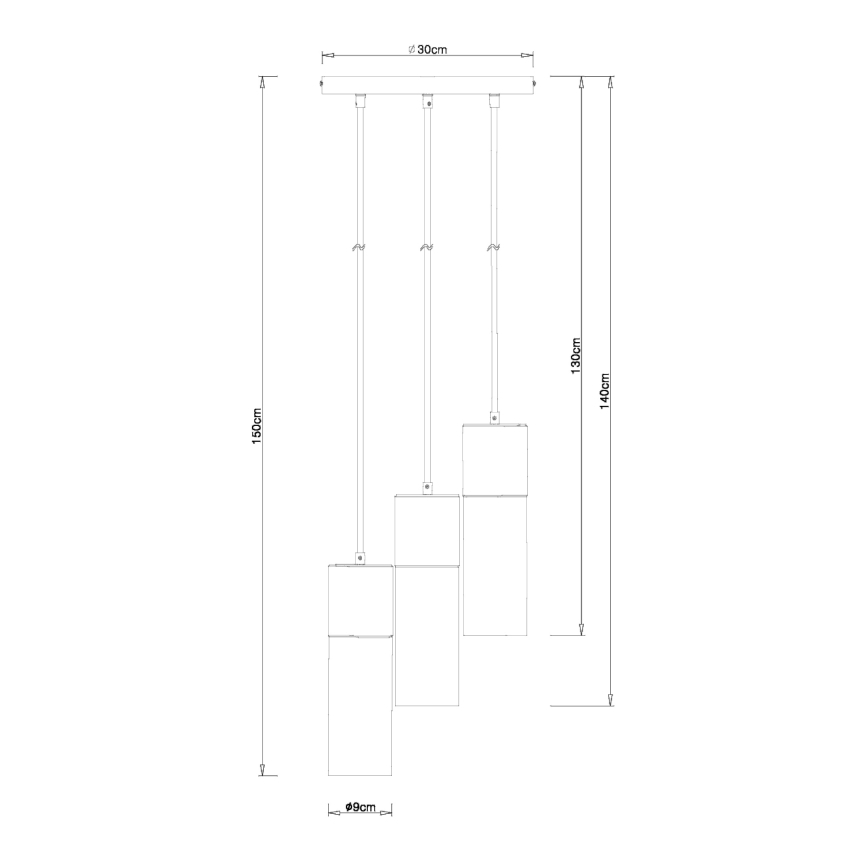 Globo - Candeeiro suspenso 3xE27/25W/230V diâmetro 30 cm preto