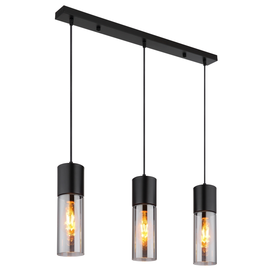 Globo - Lustre suspenso com cabo 3xE27/25W/230V preto