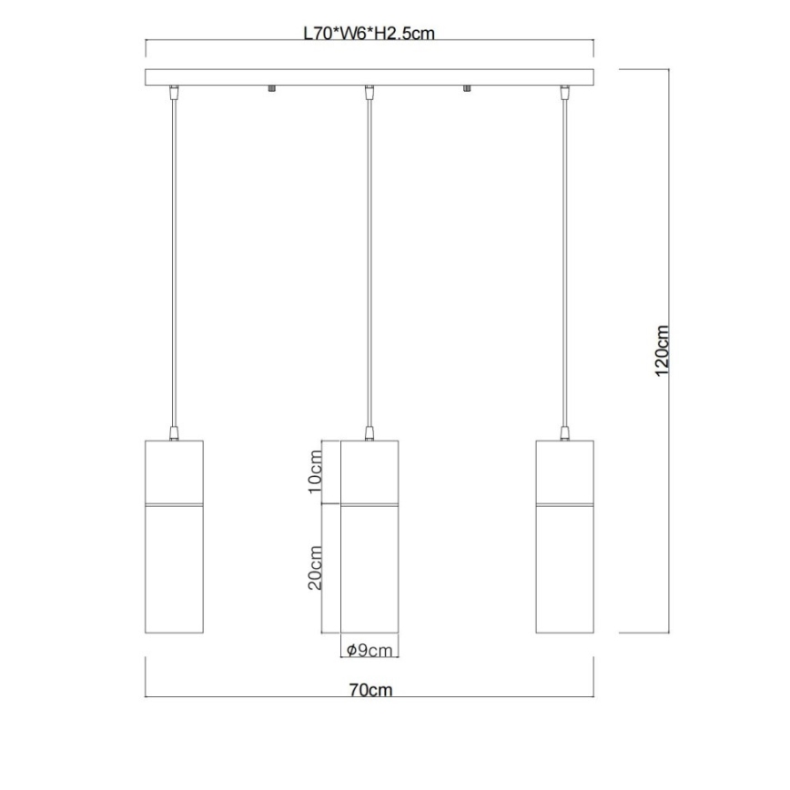 Globo - Lustre suspenso com cabo 3xE27/25W/230V preto