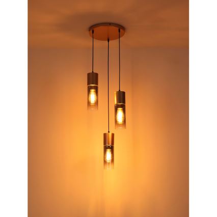 Globo - Lustre suspenso por cabo 3xE27/25W/230V bronze Ø 30 cm