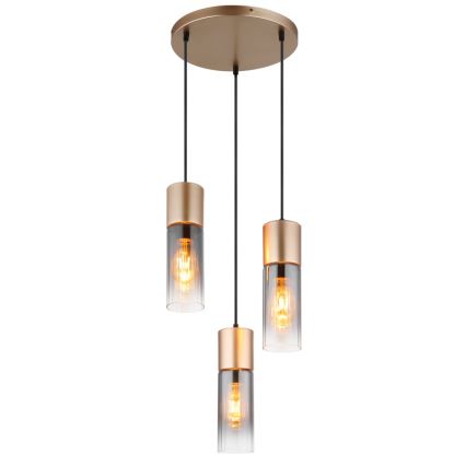 Globo - Lustre suspenso por cabo 3xE27/25W/230V bronze Ø 30 cm