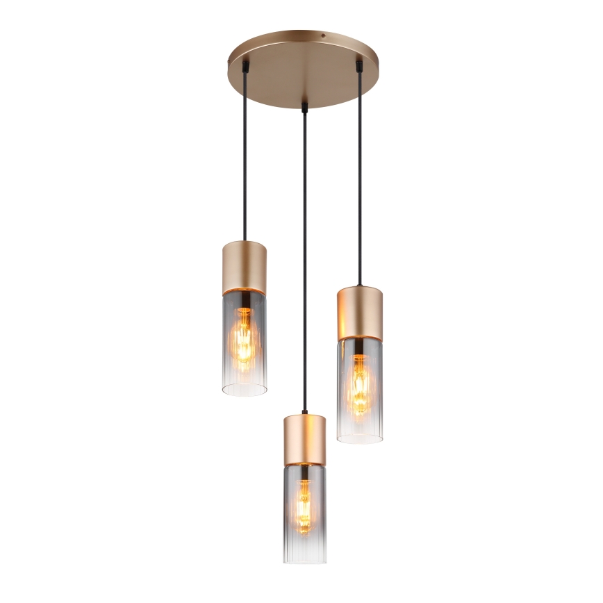 Globo - Lustre suspenso por cabo 3xE27/25W/230V bronze Ø 30 cm