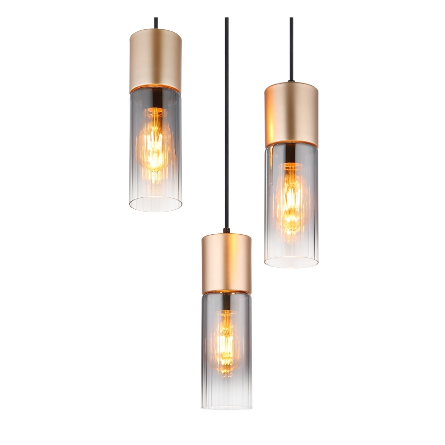 Globo - Lustre suspenso por cabo 3xE27/25W/230V bronze Ø 30 cm