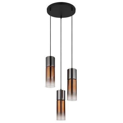 Globo - Candeeiro suspenso 3xE27/25W/230V preto/cobre