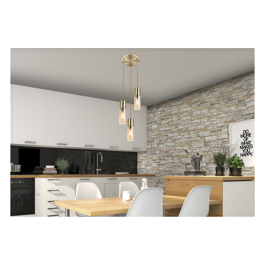 Globo - Candeeiro suspenso 3xE27/25W/230V diâmetro 30 cm latão