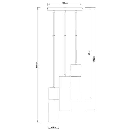 Globo - Candeeiro suspenso 3xE27/25W/230V diâmetro 30 cm latão